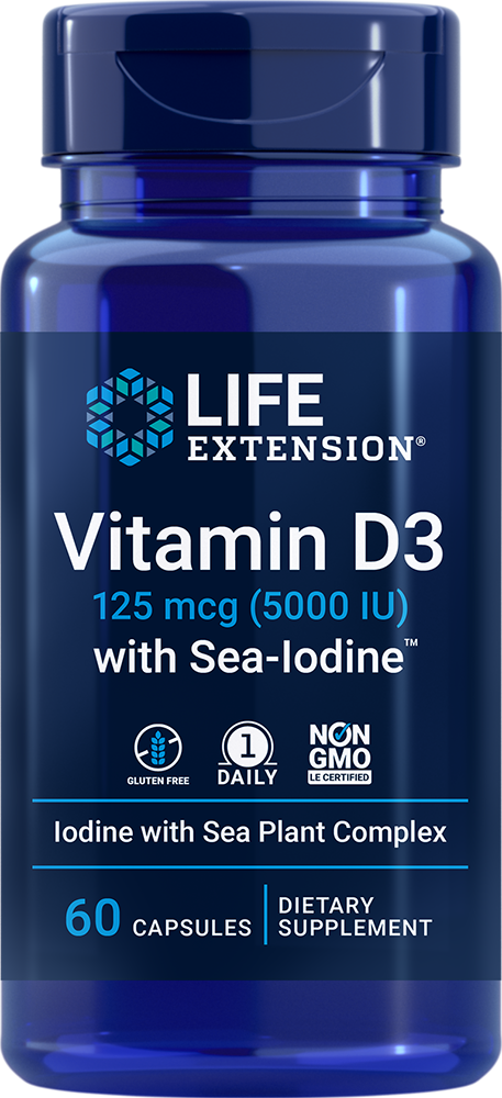 Life Extension Vitamin D3 with Sea-Iodine?, 5000 IU - 125 mcg (60 Capsules)