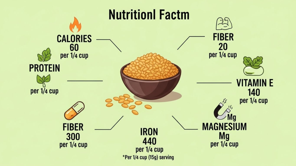 Infographic of wheat germ nutrition facts per tablespoon for women’s fitness