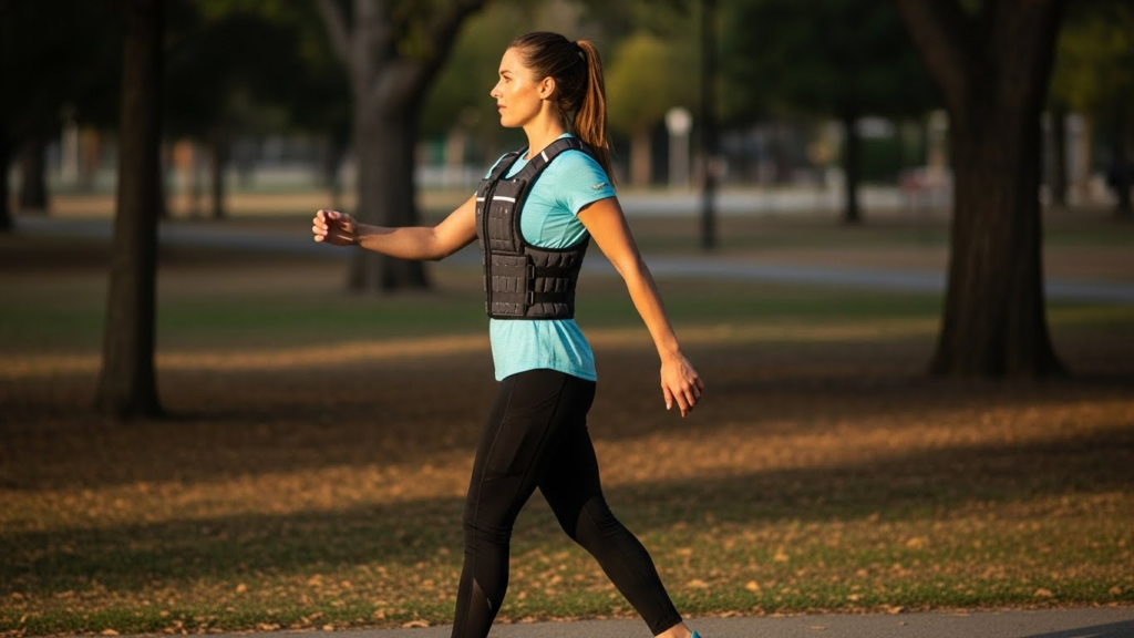 Proper walking form while wearing a weighted vest